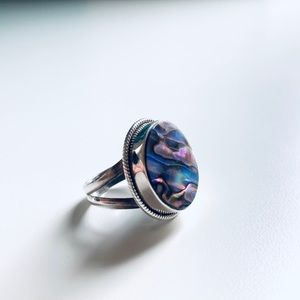 Stamped Sterling Silver Round Stone Ring